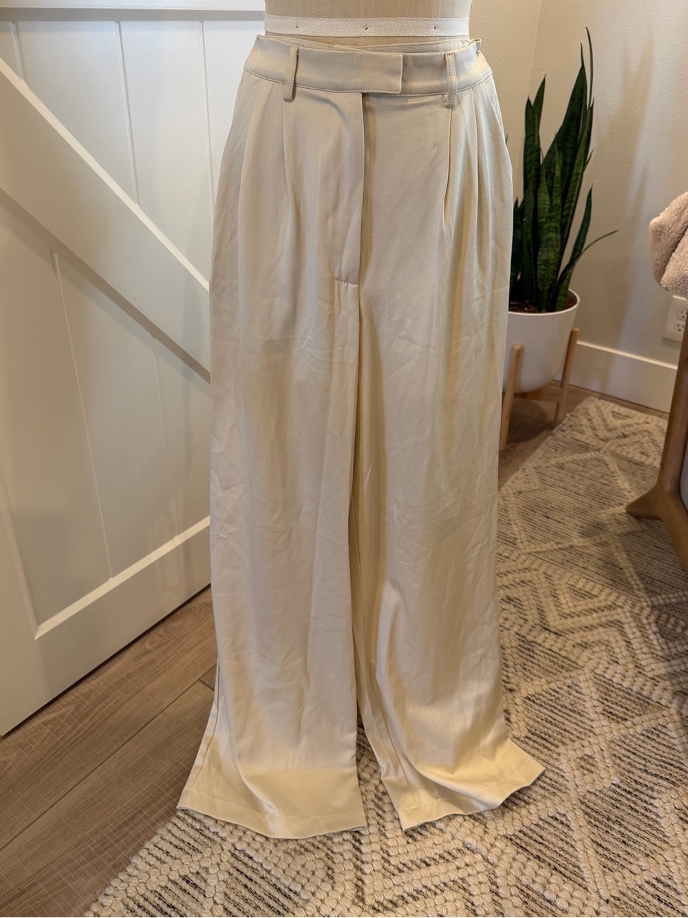 Princess Polly Satin Wide-Leg Trousers - Beige